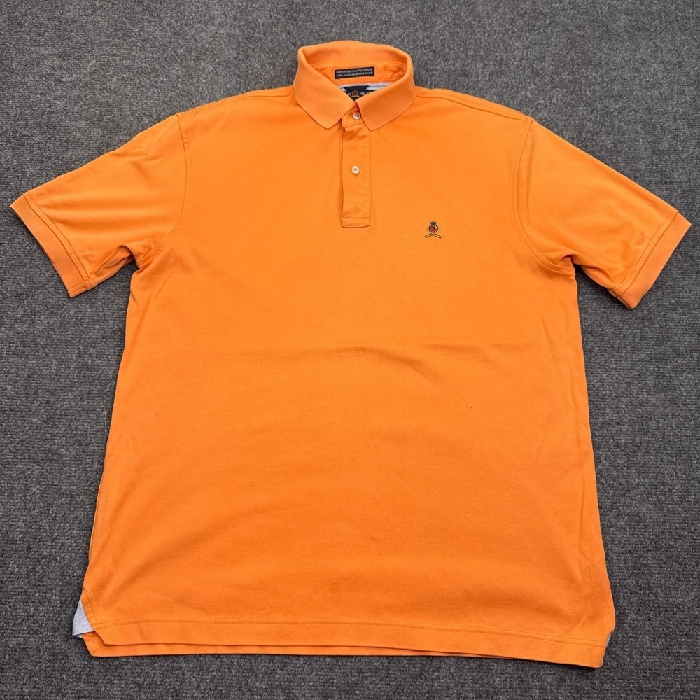 Tommy Hilfiger Essential‎ Polo Shirt Mens Size Medium Orange Crest Logo Casual